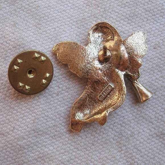 Vintage Angel With Horn Tack Style Pin - Picture 6 of 8
